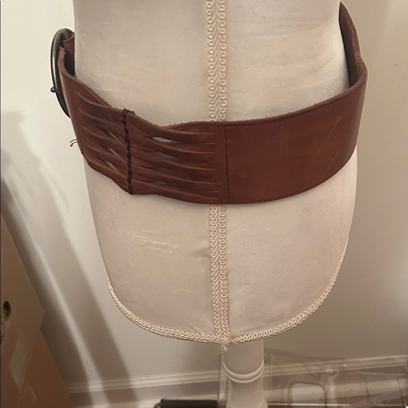 Brown Leather Belt with Round Buckle – Boho Western Style Waist Belt main image 7